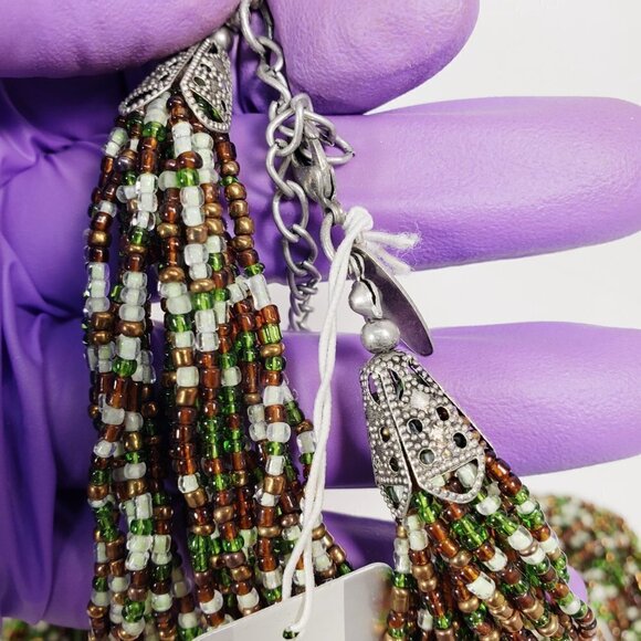 Women's Stylish, Elegant Silver tone 26" Long Colorful Layered Beaded Necklace - Picture 7 of 8